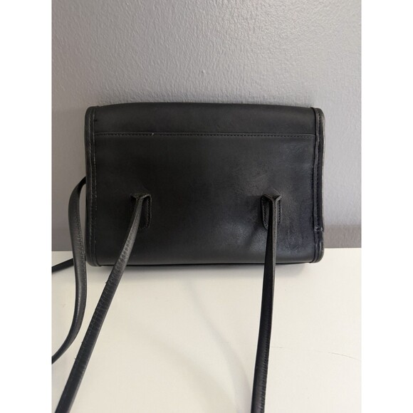 Rare Vintage Coach Black Leather Laurie Double Strap Flap Shoulder Bag 9032 - Picture 4 of 10